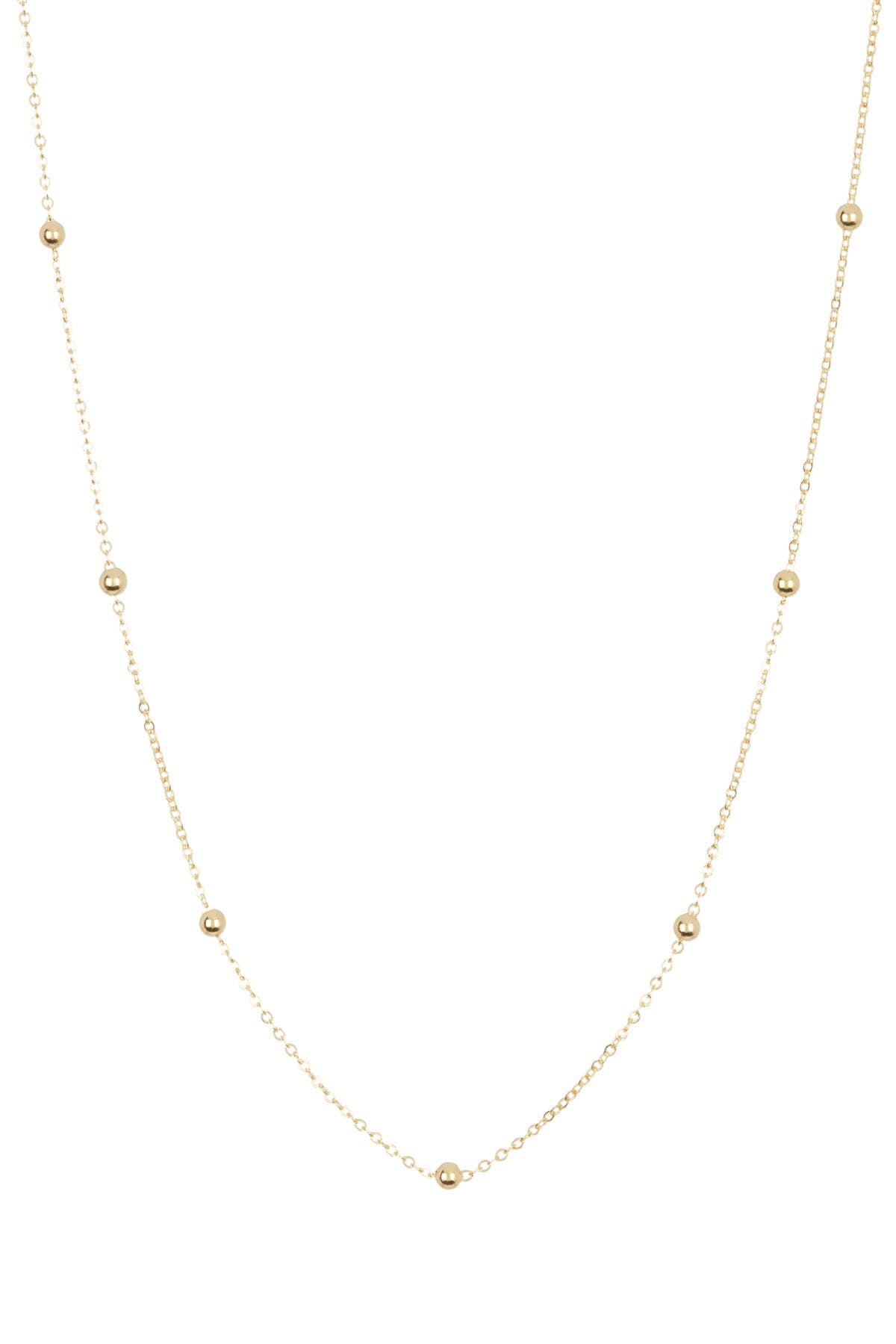 14k Yellow Gold Diamond Cut Bead Station Cable Link Chain Necklace 18"